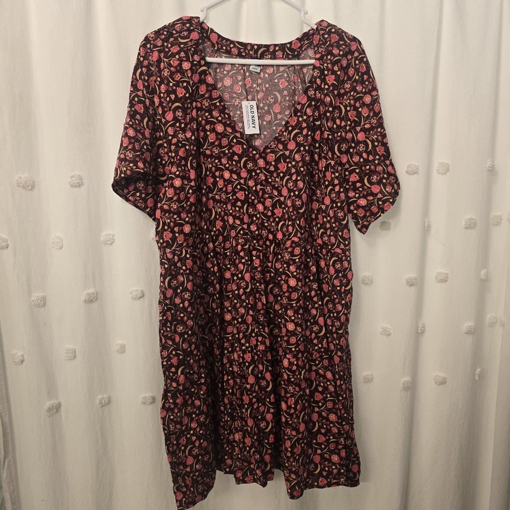 Old Navy V-Neck Dress Size Xl NWT Perfect Fall Colors
